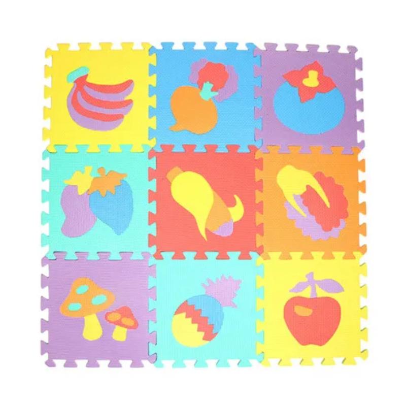 Large EVA foam floor mat set, designed as a safe, decorative puzzle play mat for baby's nursery or playroom.
