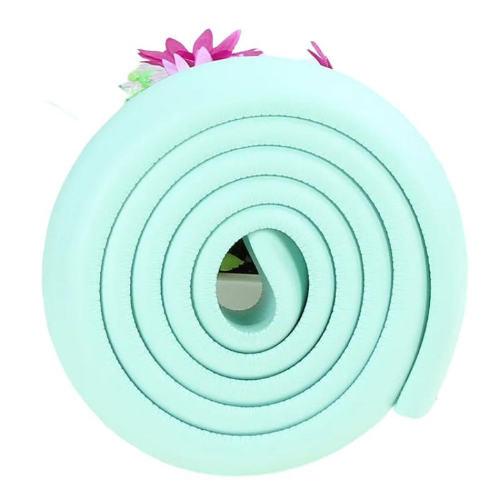 Home safety foam edge protector for baby proofing. Soft bumper strip for furniture corners, ensuring toddler safety.