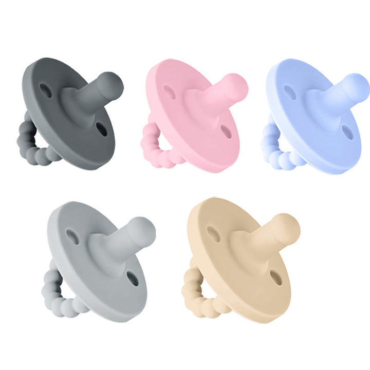 BPA-free medical-grade silicone teether & pacifier for safe teething relief and infant soothing.