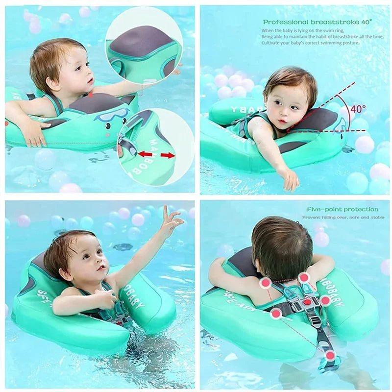 New baby pool float with sunshade for toddlers. This infant swim aid offers UV protection & water fun safety.