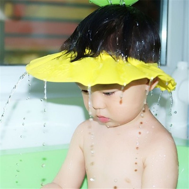 No More Tears shampoo shield bath cap for babies & toddlers. Adjustable waterproof design for child eye & ear protection.
