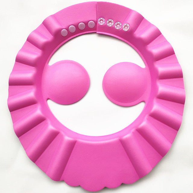 Toddler no-tears bath cap. Adjustable shampoo shield protects eyes & ears, making child bathing stress-free.