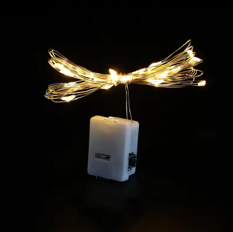 Battery-powered warm white LED fairy string lights, perfect for cozy home decor, bedrooms & Christmas trees.