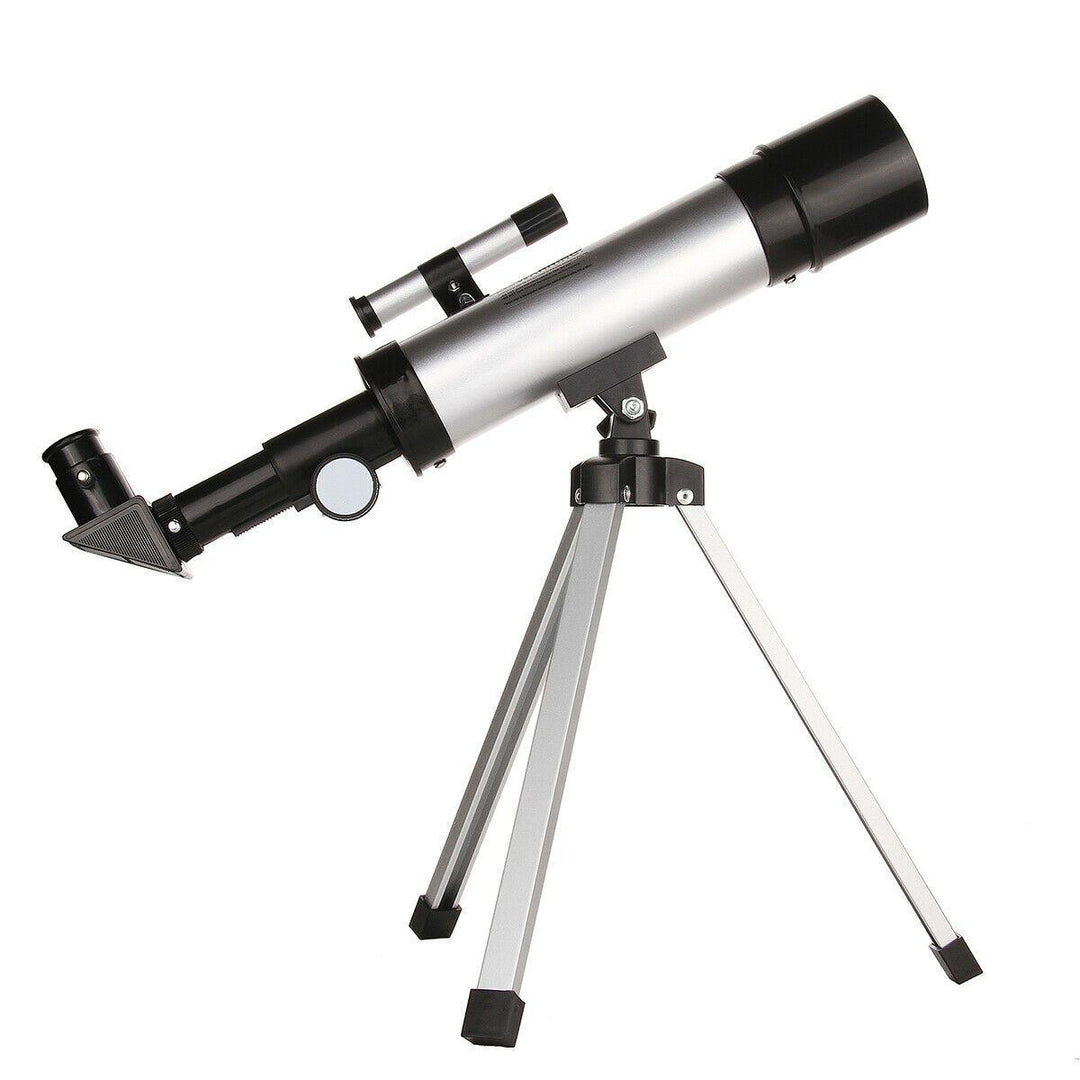 Beginner's astronomical telescope with 360mm focal length & tripod for kids stargazing, night sky exploration.