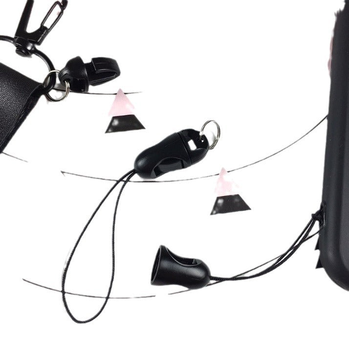 Keep cords tight and secure with these sturdy black plastic adjusters for clothing, bags, and lanyards.