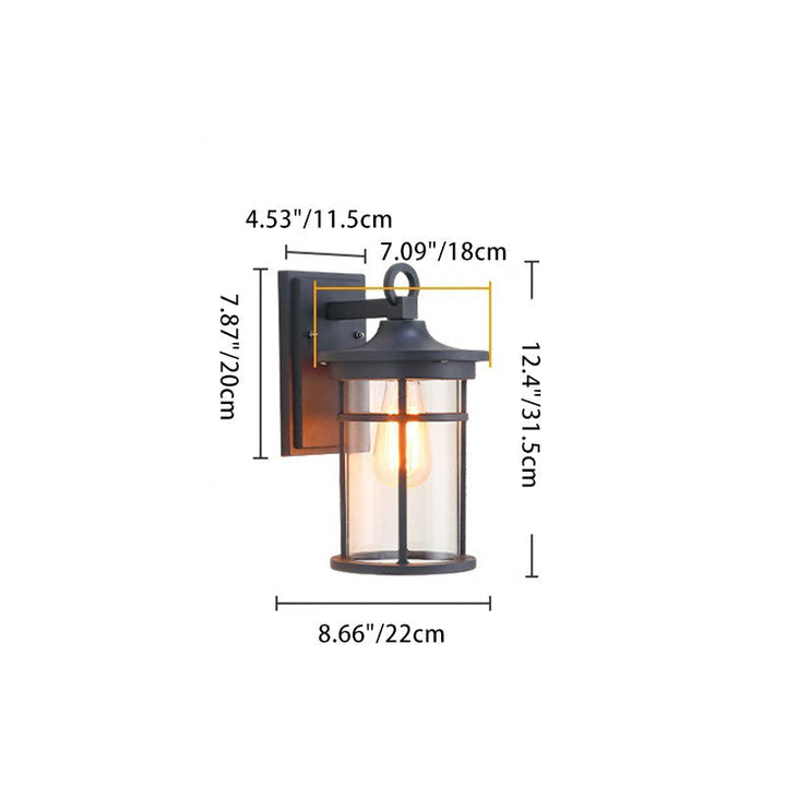 Weatherproof garden wall light, durable black industrial sconce perfect for outdoor patio lighting.