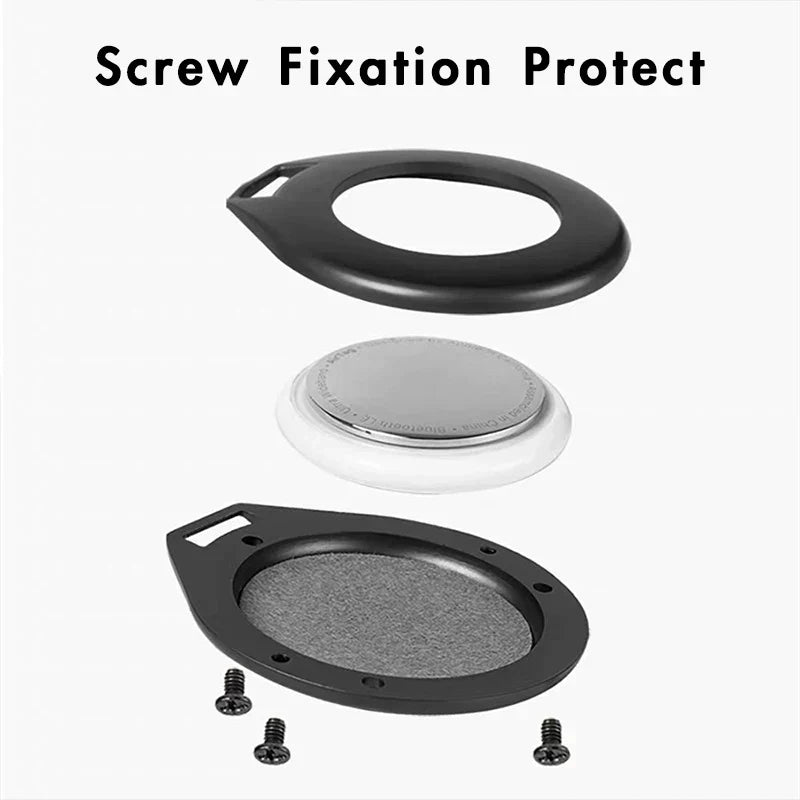 Premium protective leather metal cover for item trackers, secure and chic accessory.