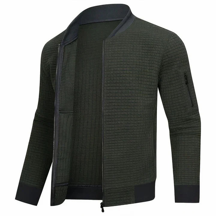 Black Men's Lightweight Summer Jacket with full zip. Ideal casual outerwear for stylish men's fashion & travel.