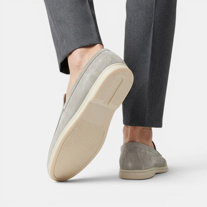 Rich chocolate men's loafers, easy slip-on casual style.