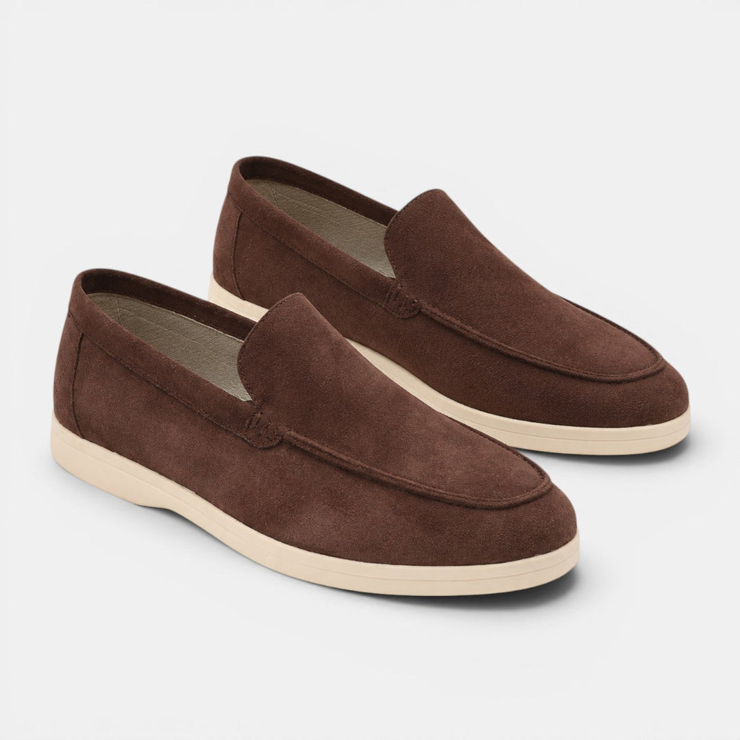 Mocha men's slip-on loafers, perfect for casual comfort.