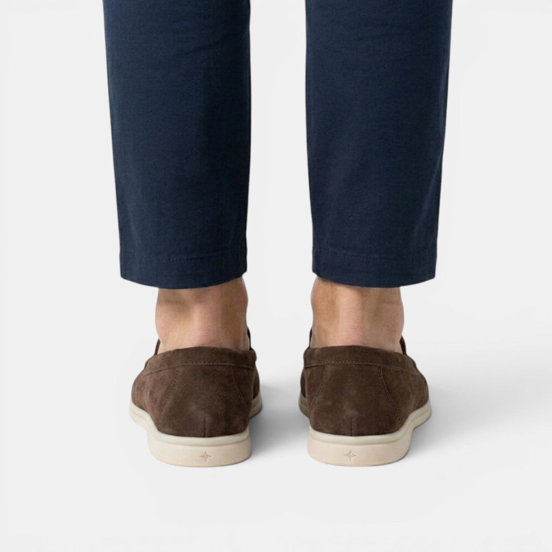 Comfortable mocha men's loafers, a stylish slip-on option.