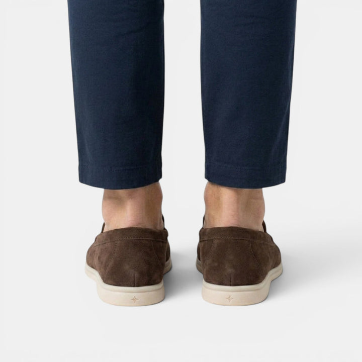 Comfortable mocha men's loafers, a stylish slip-on option.