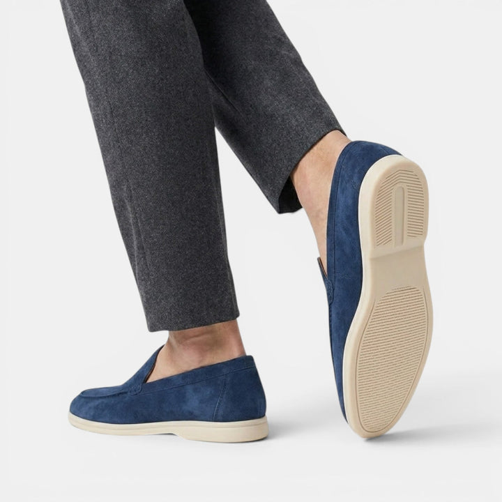 Fog blue men's loafers, an effortless choice for modern fashion.