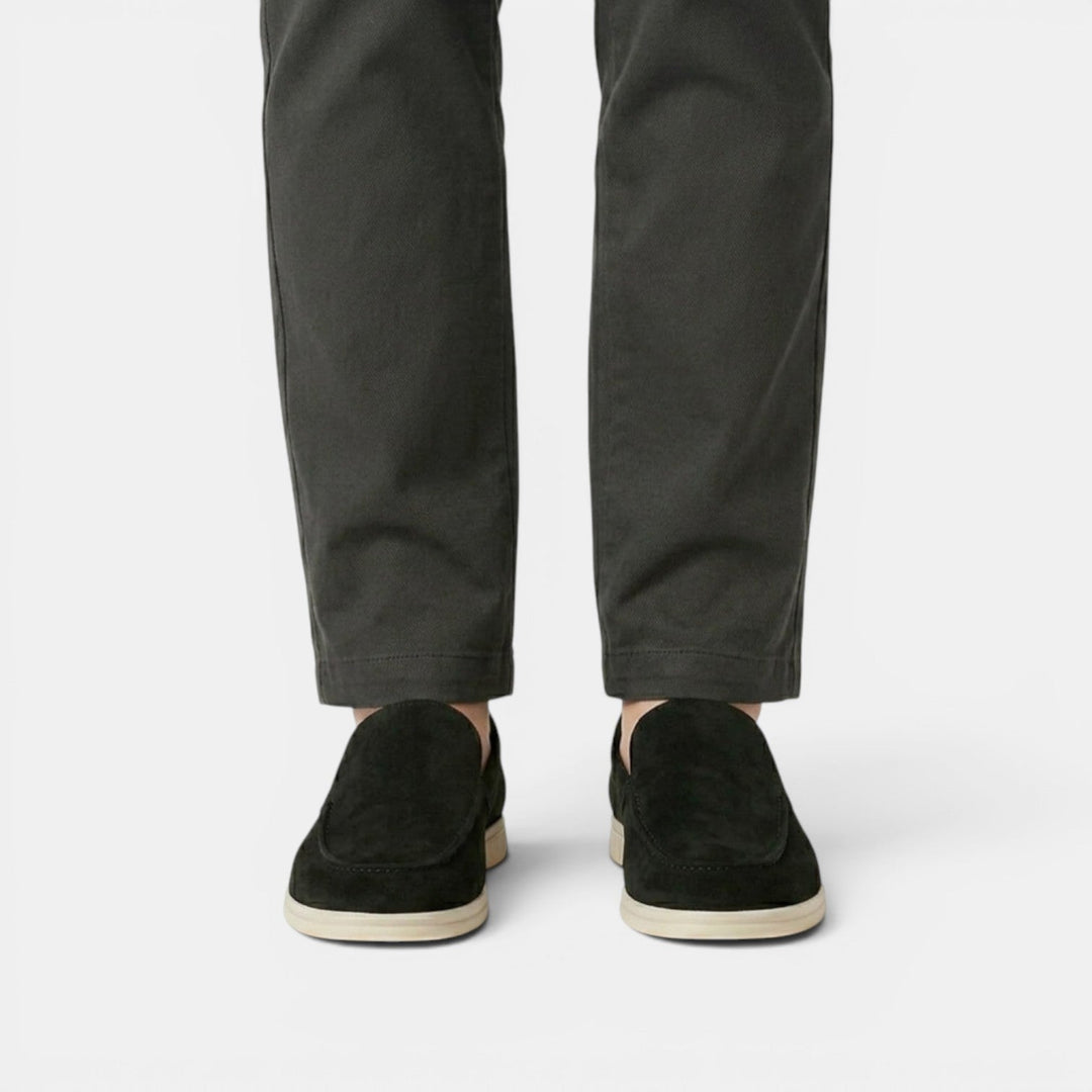 Stylish fog blue men's loafers, perfect slip-on casual shoes.