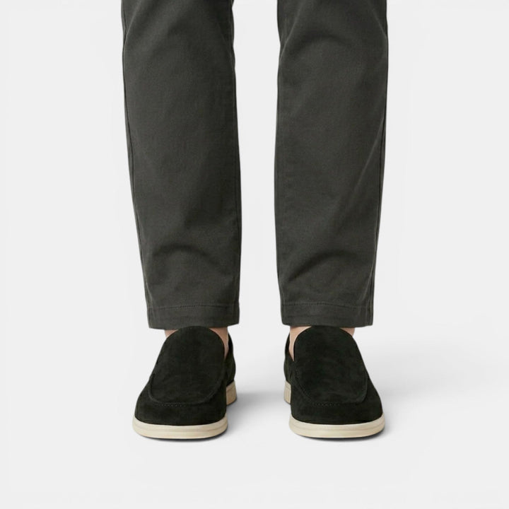 Stylish fog blue men's loafers, perfect slip-on casual shoes.