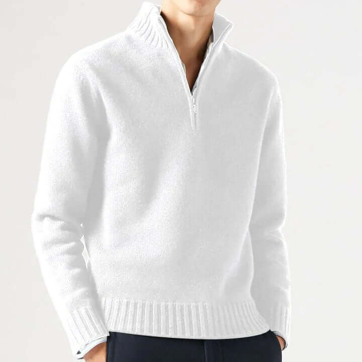 Black men's versatile full zip sweater for everyday comfort and casual wear.