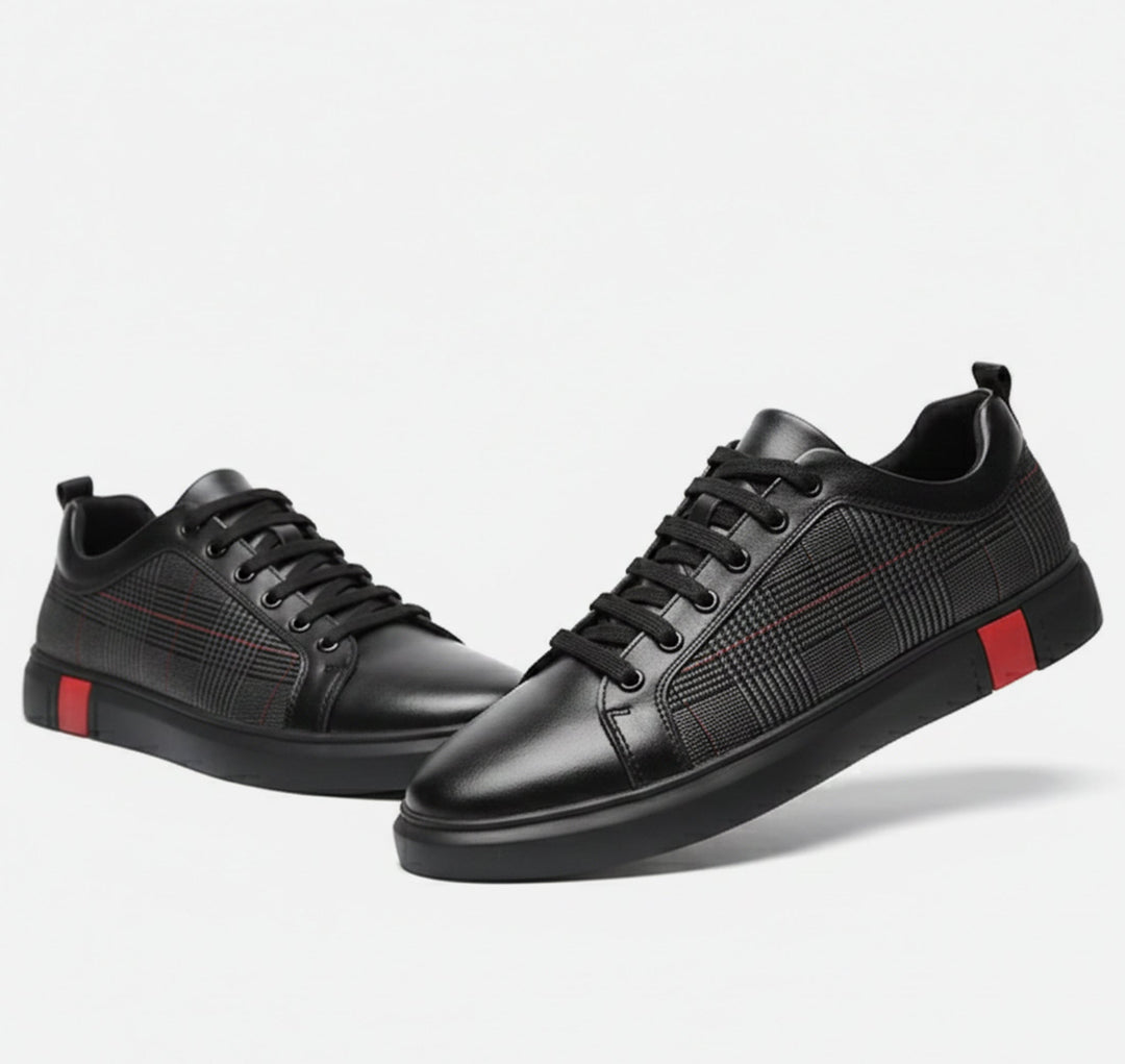 Versatile black minimalist sneakers for men, blending comfortable everyday wear with modern street style.