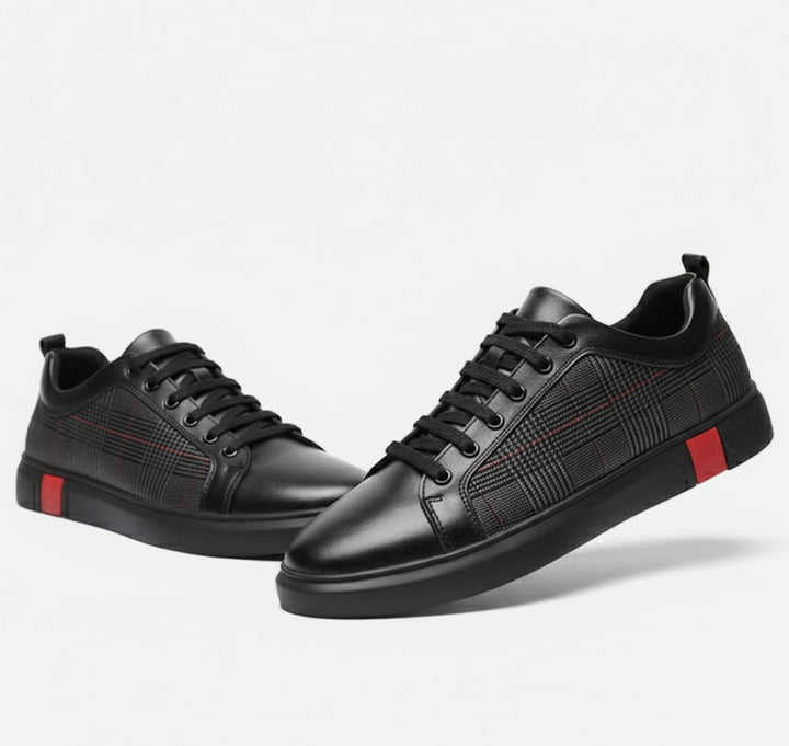Versatile black minimalist sneakers for men, blending comfortable everyday wear with modern street style.