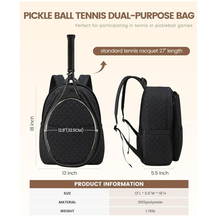Beige unisex tennis backpack featuring a dedicated racket compartment & insulated pockets for sports gear.