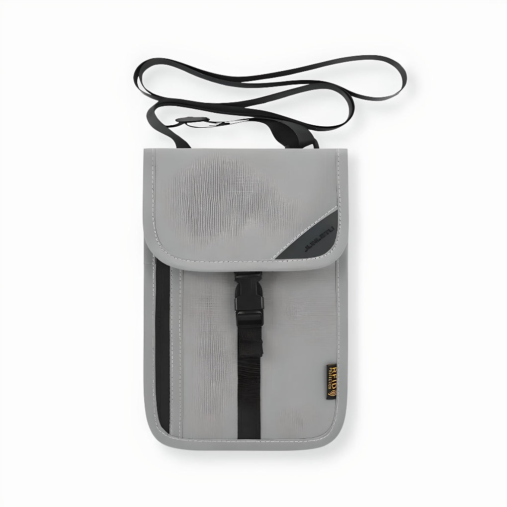 Compact unisex travel pouch organizes passport, documents, and cash. Ideal RFID wallet for secure international trips.