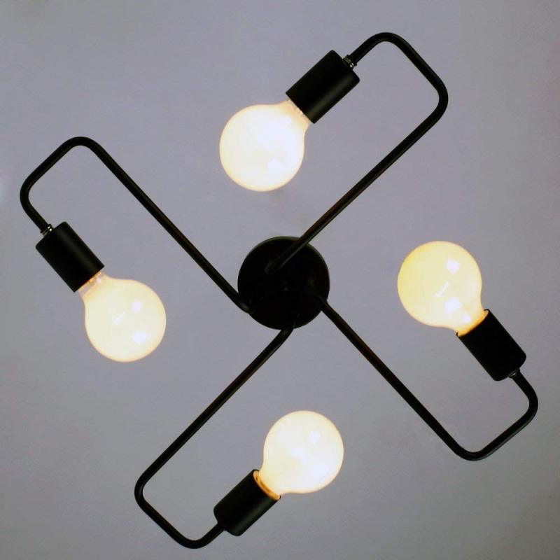 Round black vintage industrial flush mount ceiling light, adding modern vintage charm.
