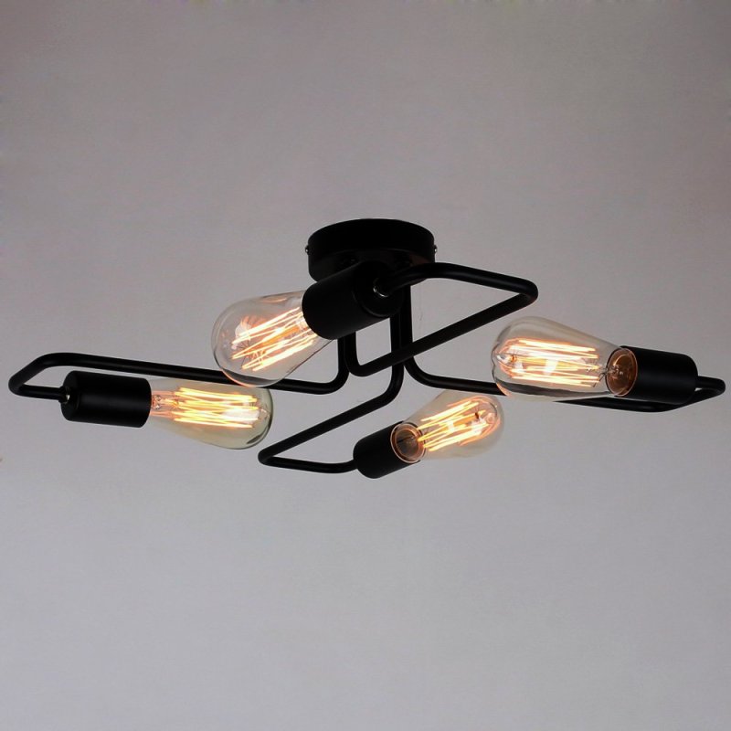 Home lighting: classic black vintage industrial flush mount ceiling light fixture.