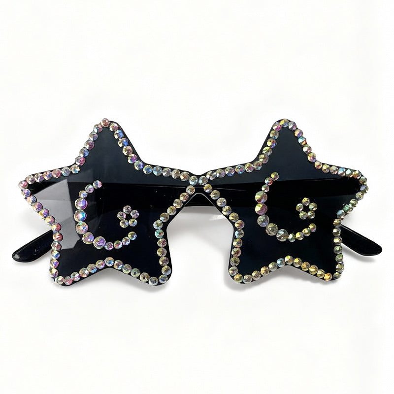 Women's fashion star sunglasses with dazzling rhinestones, perfect for festivals & events.
