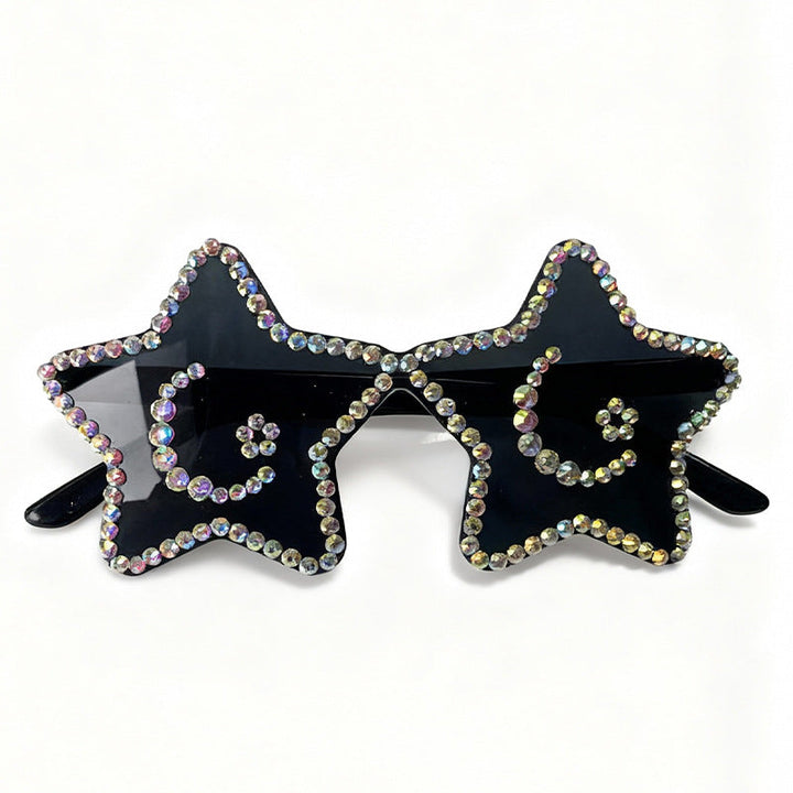 Women's fashion star sunglasses with dazzling rhinestones, perfect for festivals & events.