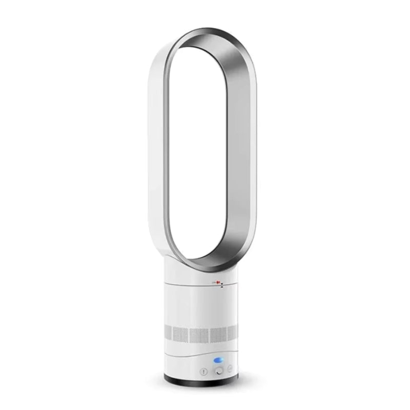 Energy-efficient bladeless tower fan, 10 speeds, remote, oscillation; perfect for any room's climate.