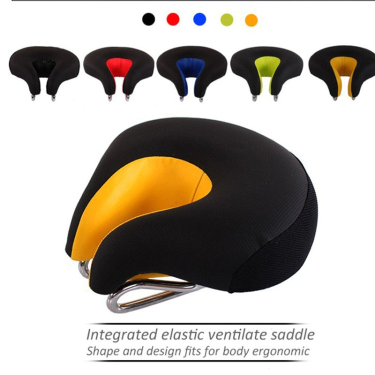 Unisex noseless bike saddle in blue, designed for ergonomic comfort and shock absorption during long rides.