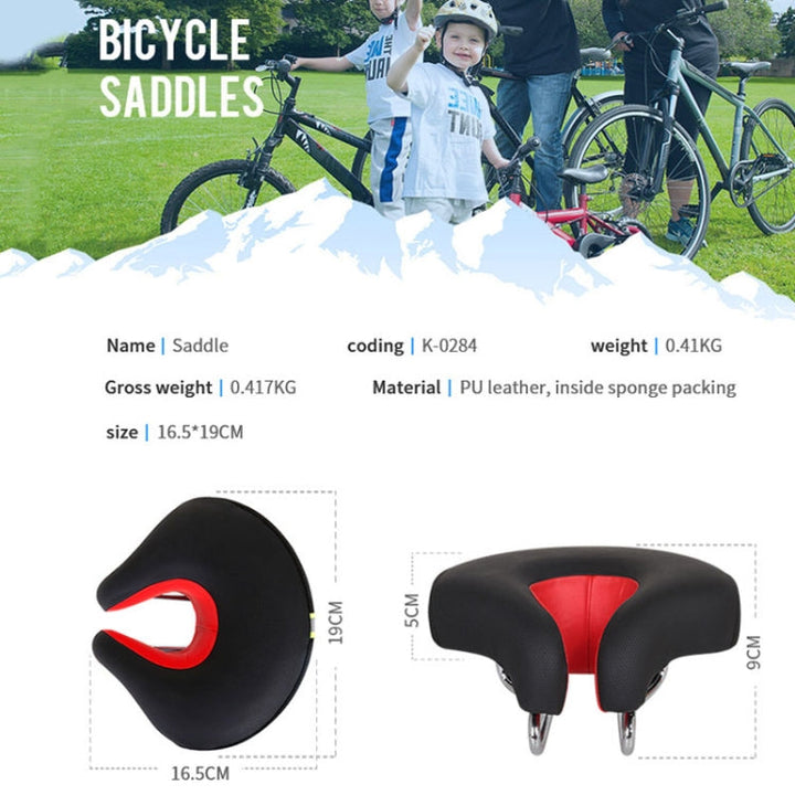 Unisex blue noseless bike saddle, an ergonomic bike part with shock absorption for comfortable cycling.