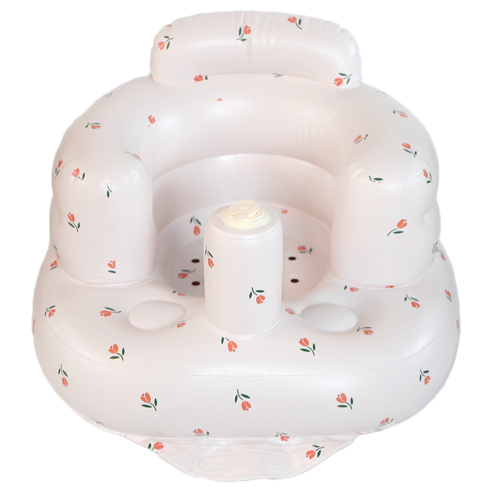 Soft inflatable baby chair, perfect baby shower gift. Provides comfortable bath & floor support for learning to sit.