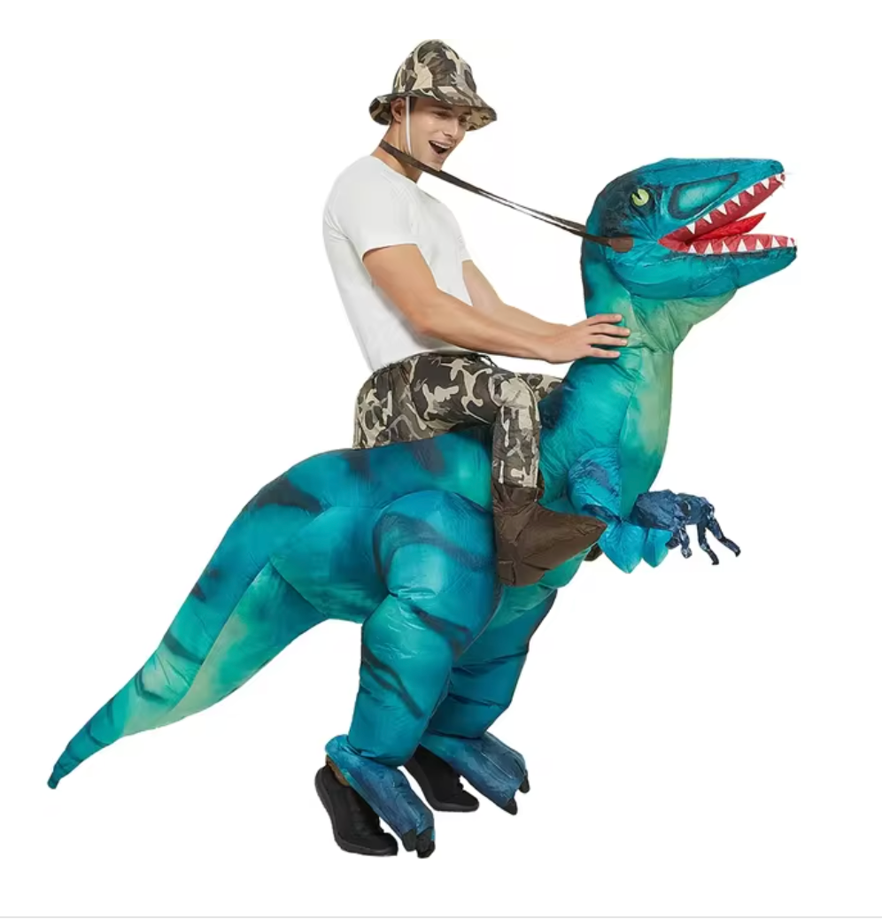 Epic inflatable red dino ride-on toy for adventurous kids' outdoor and indoor playtime.