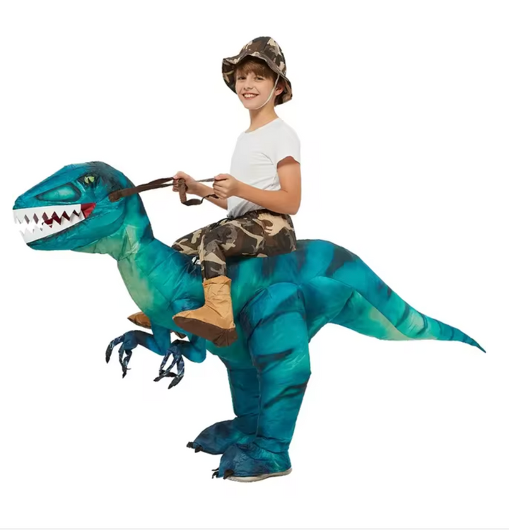 Fun inflatable dinosaur ride-on, a great party game for both children and adults.
