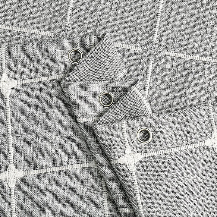 Minimalist striped bohemian farmhouse waterproof linen shower curtain, easy to clean, cozy feel.