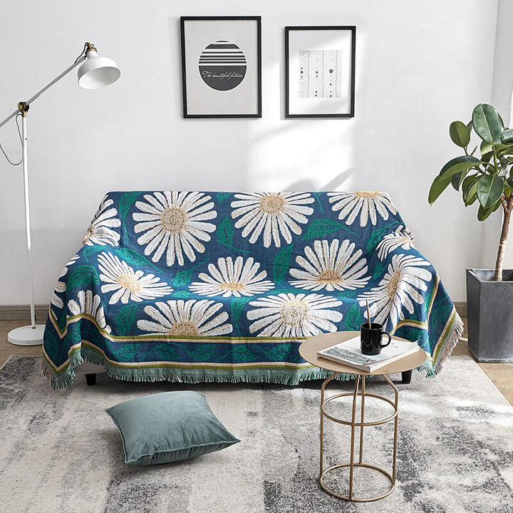 Bohemian tassel knitted blanket, perfect as a sofa throw or decorative home accent.