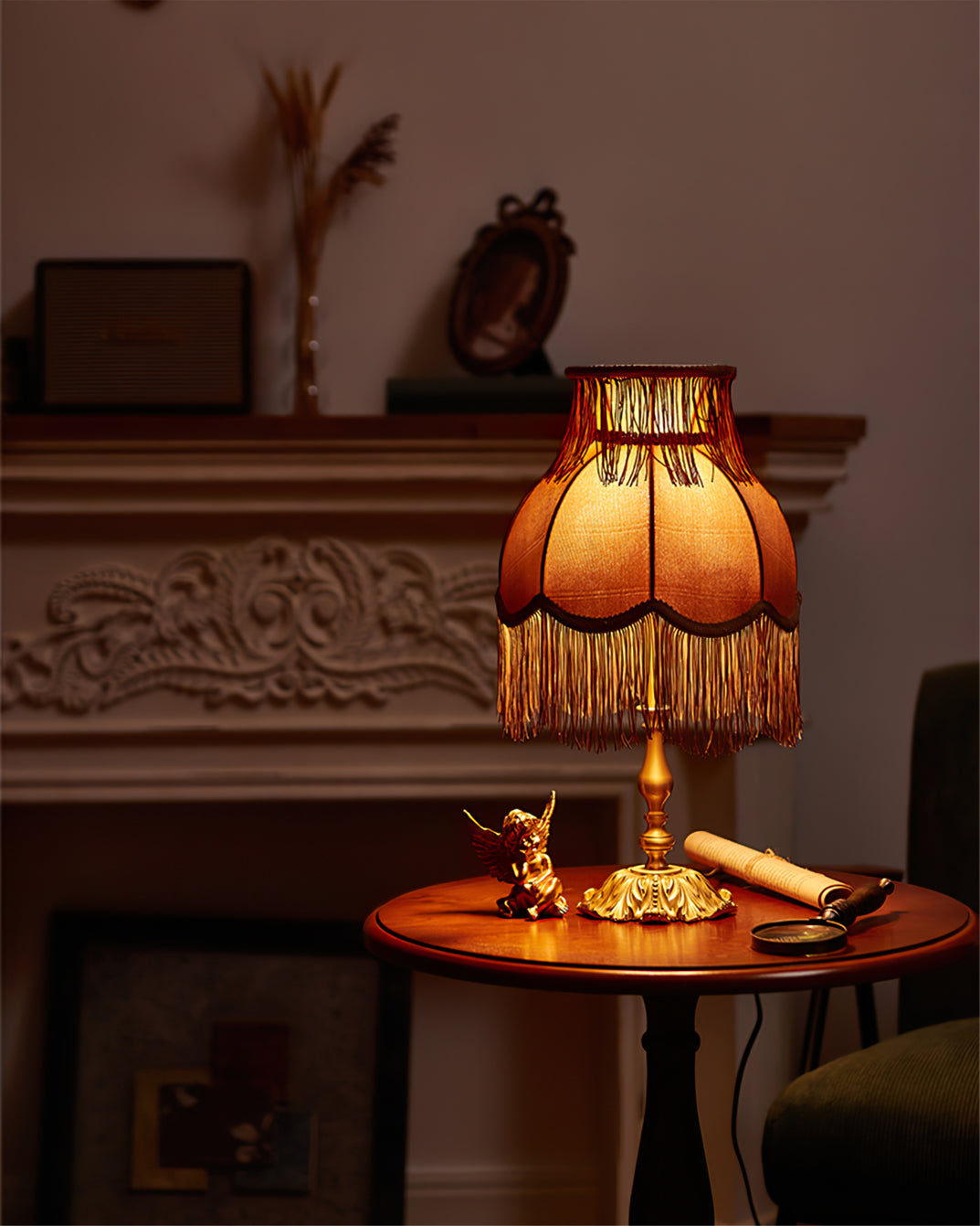 Unique bohemian red table lamp, decorative tassels and a warm glow for the bedside table.