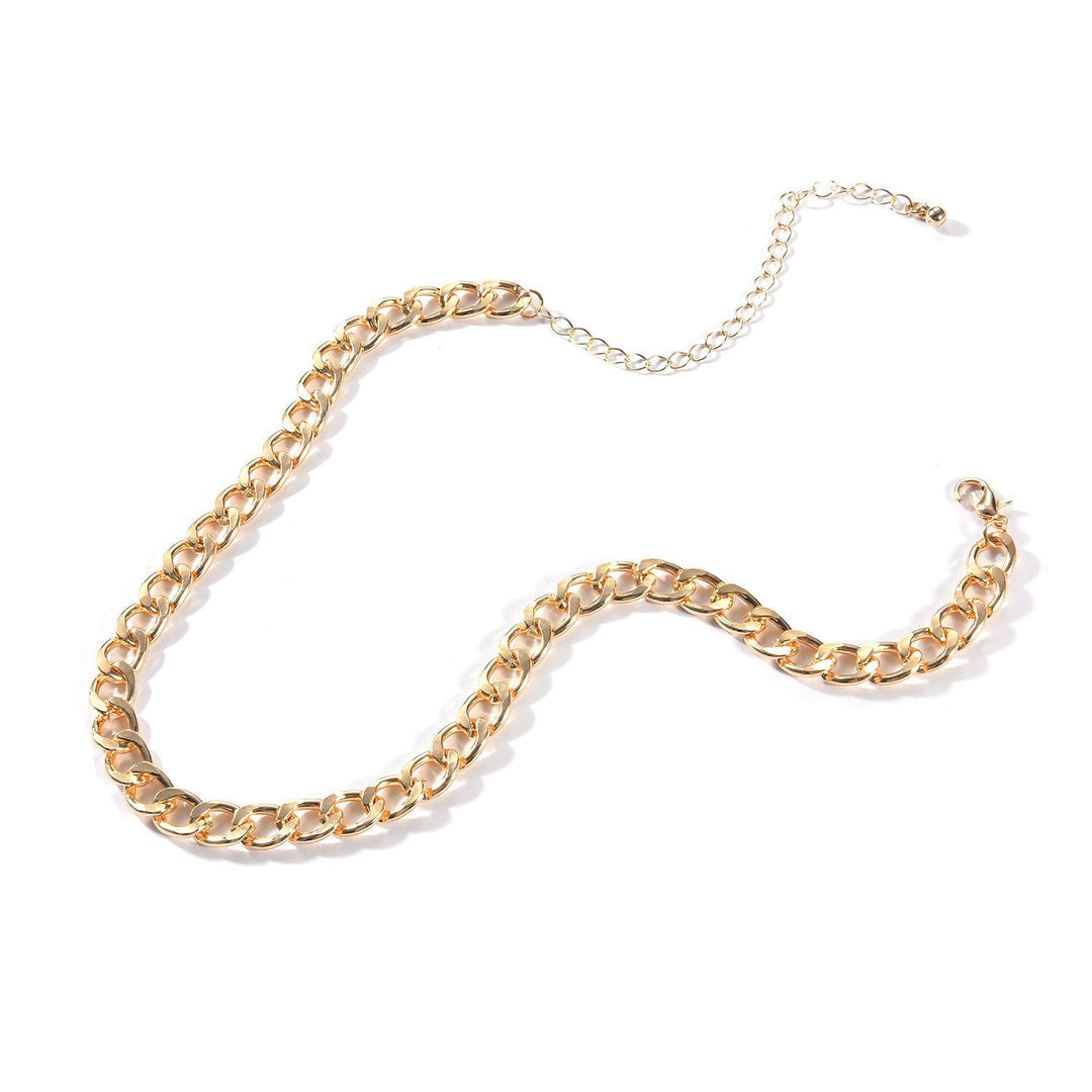 Stunning gold link chain statement necklace for women, a bold and elegant fashion accessory. Adjustable jewelry.