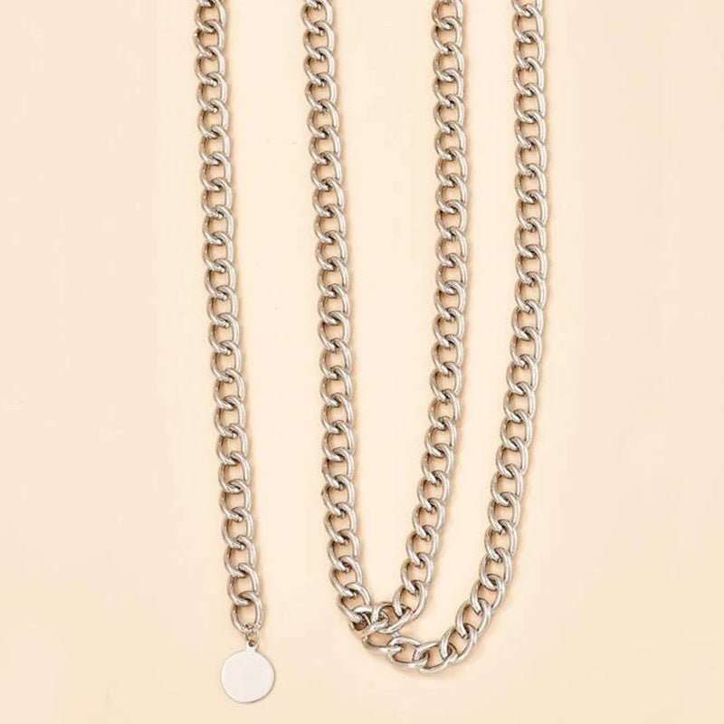 Versatile unisex gold & white link chain necklace, a bold statement piece for any fashion ensemble.
