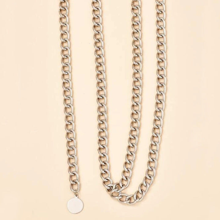 Versatile unisex gold & white link chain necklace, a bold statement piece for any fashion ensemble.