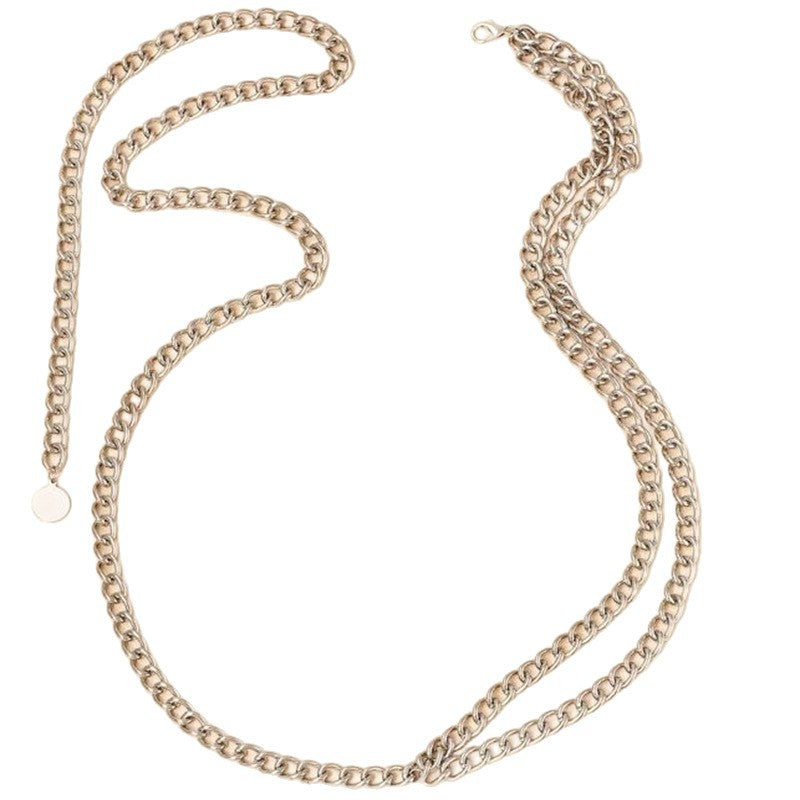 Elegant gold and white link chain necklace, a striking unisex statement piece with bold, intricate design.