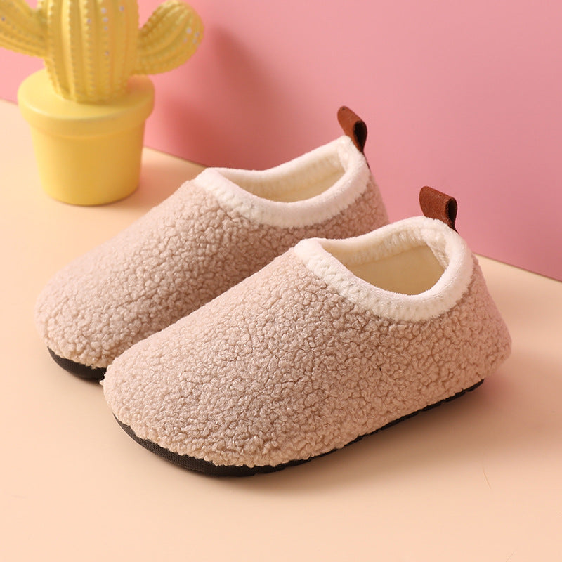 Soft, cozy boys' indoor slippers with non-slip sole for safe playtime. Warm fall footwear for active kids.