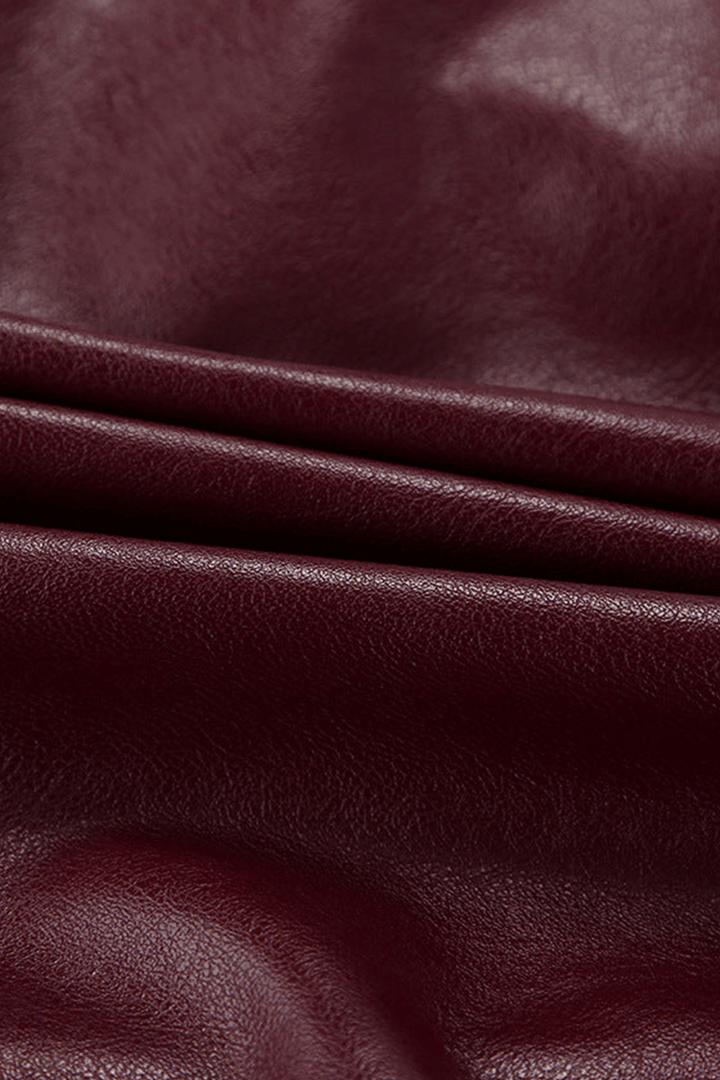 Versatile women's burgundy cropped jacket with a sleek zipper, great for layering and chic comfort.