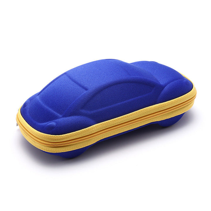Car-shaped desk organizer holding pens & small stationery items, fabric, portable design.