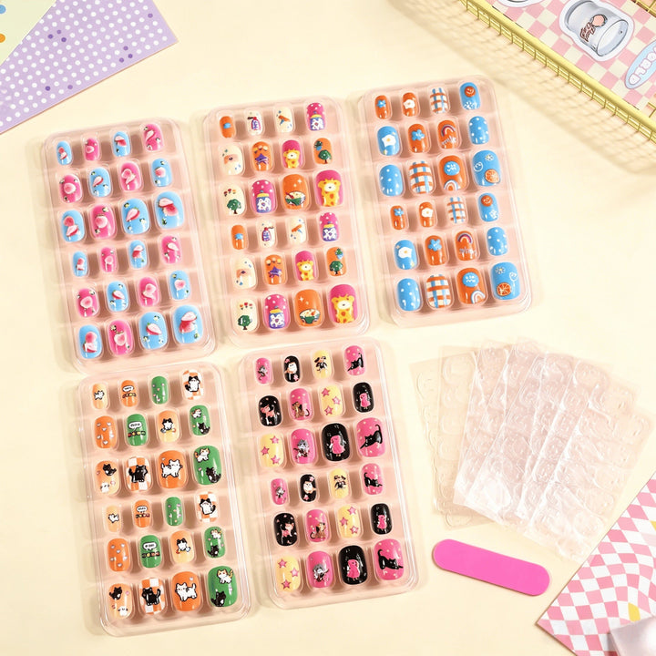 Decorative cartoon nail decals, perfect for women's and girls' playful DIY manicures.