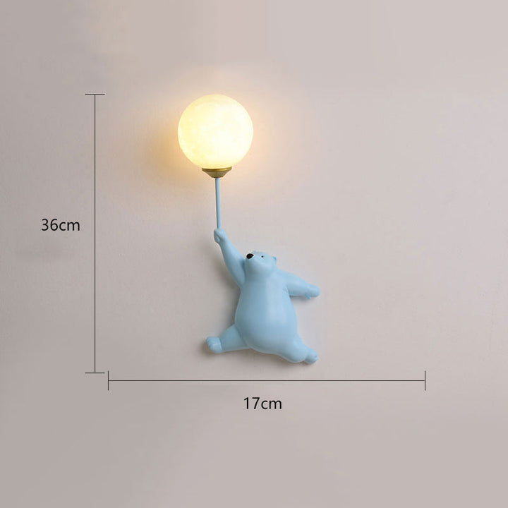 Decorative bear wall light, modern LED sconce, perfect for a child's playful bedroom.
