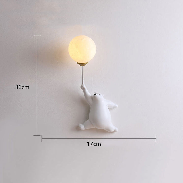 Charming LED bear wall lamp, an adorable animal-themed light for kids' room decor.