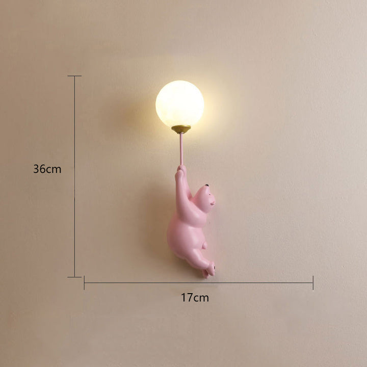 Playful bear sconce, modern LED lighting, great for a nursery or child's cozy bedroom.
