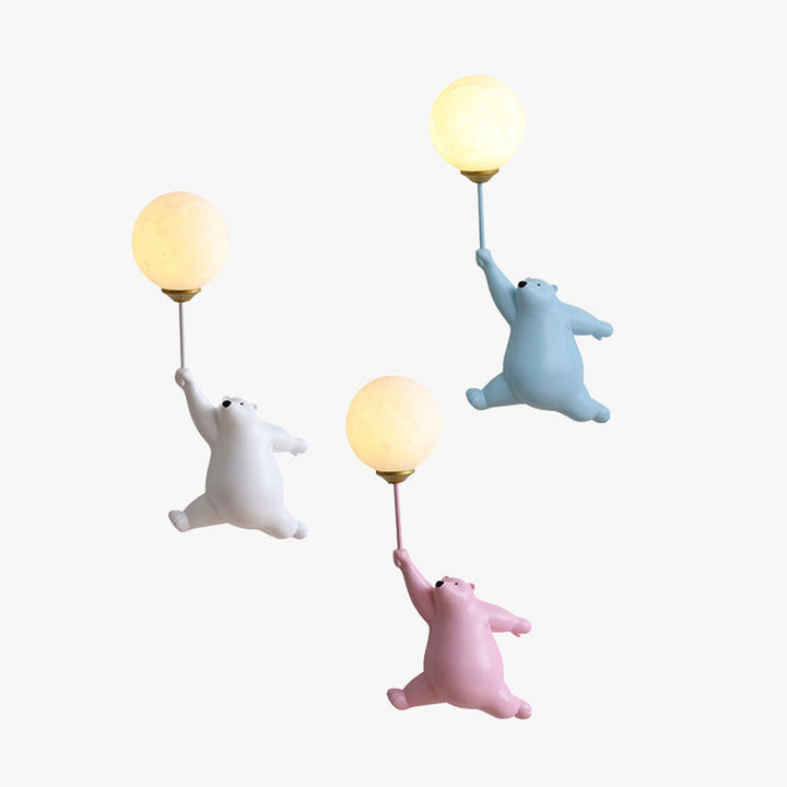 Animal theme bear wall sconce, charming LED light for kids' room or nursery decoration.
