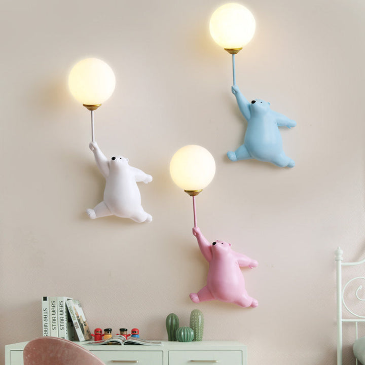 Playful bear wall lamp, modern LED lighting for children's bedrooms & charming nursery decor.